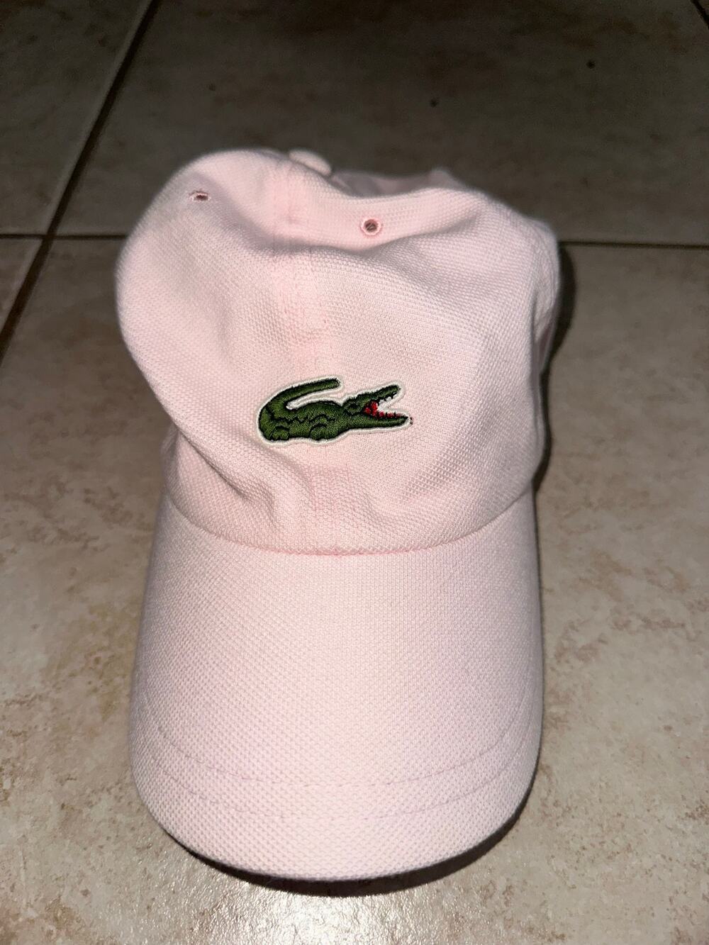 Vintage Lacoste Pink Crocodile Logo Adjustable Baseball Cap Hat 100% Cotton